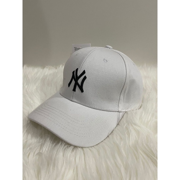 Topi MLB NY YANKEES Putih logo Hitam