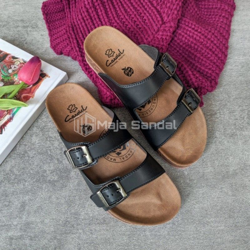Sandal Wanita Casual Murah Berkualitas Selop Gasper Logam Bahan Kulit High Sintetis Sol Birken Alexa02 size 37 - 40-7