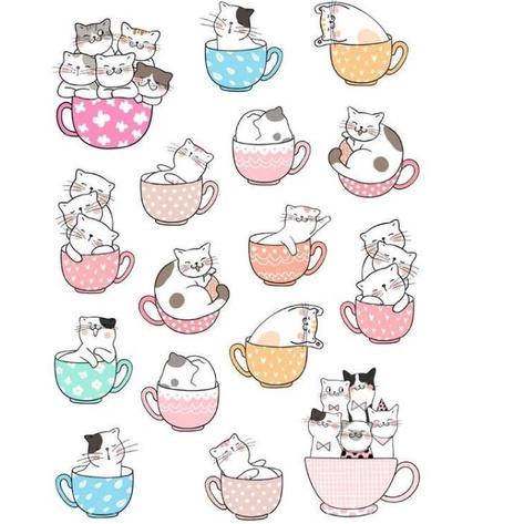 

10.10 F⚡ASH SALE 50 pcs stiker kucing lucu / stiker jurnal