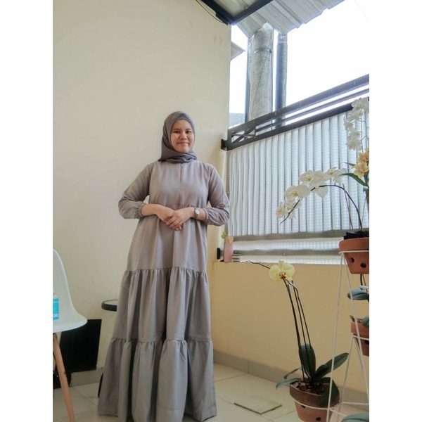 Gamis Susun Bahan Moscrepe Premium