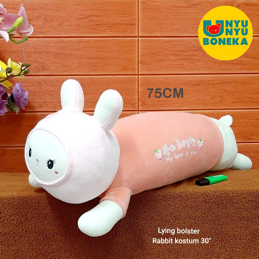 Boneka Guling Lying Bolster Costum Rabbit Strawberry 75CM Impor