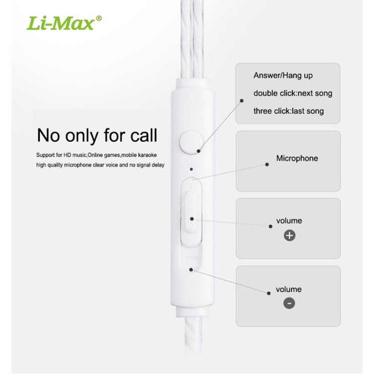 Earphone Li-Max L110 Hi-Fi SOUND POWERFULL BASS