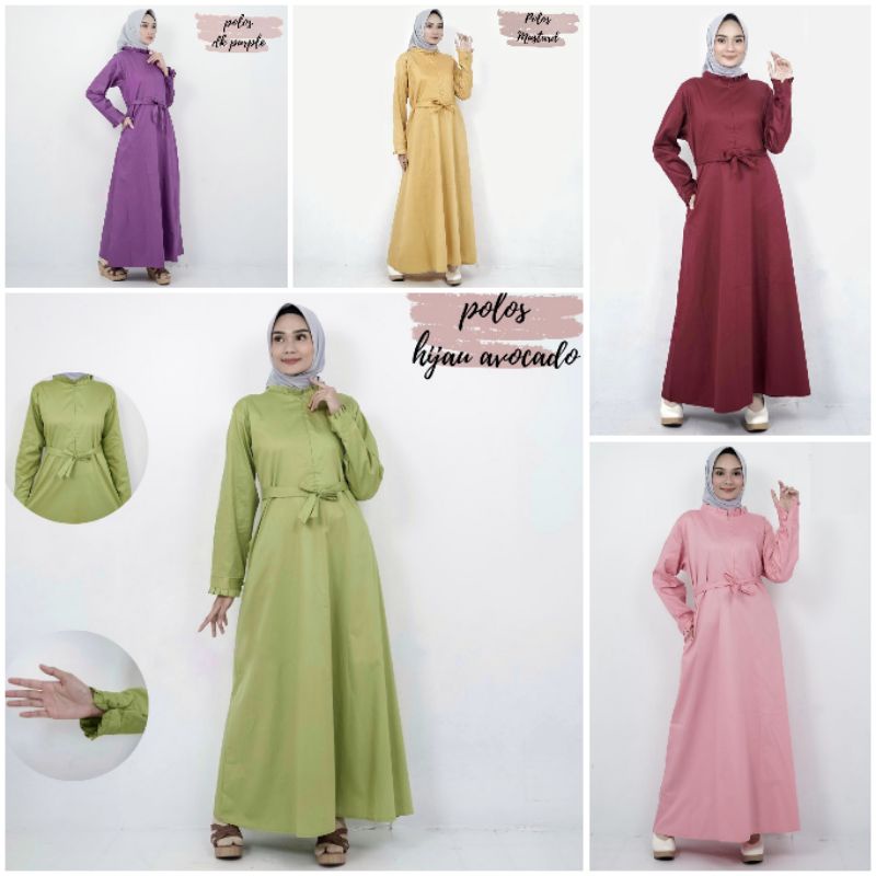 Gamis polos katun jepang tokay ori gamis kuning mustard jumbo