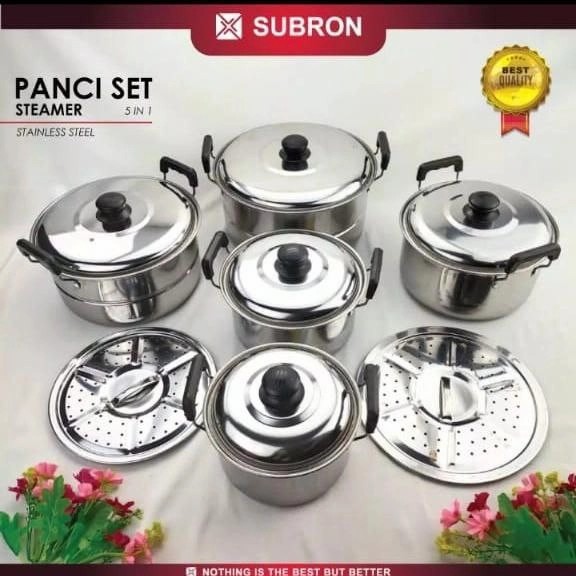 Cookware Set Panci + Steamer Stainless Subron 12 set