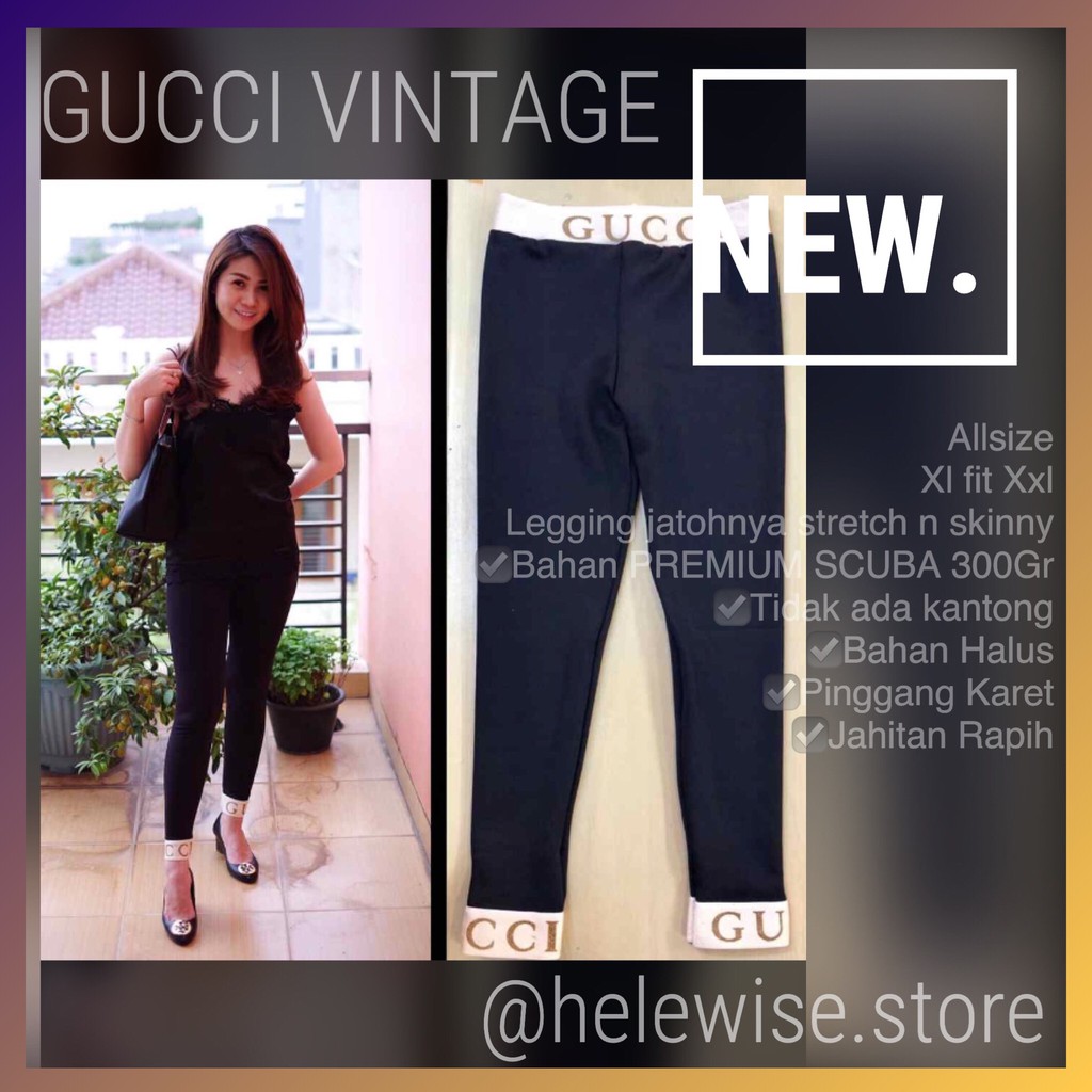GUCCI VINTAGE LEGGING PREMIUM SCHUBA IMPORT / CELANA WANITA / PANTS SENAM YOGA GYM