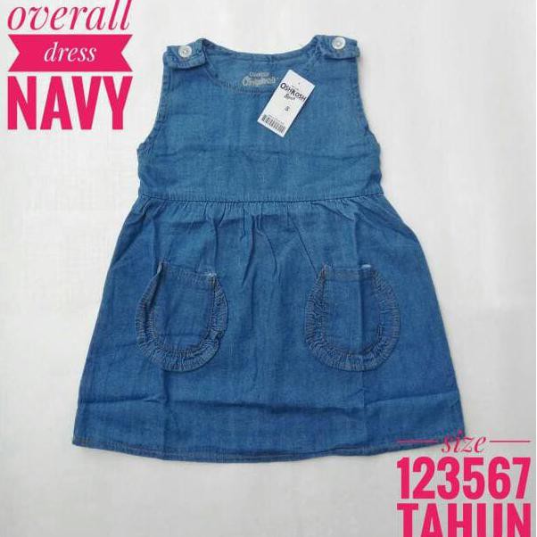 Hz8F 1 2 3 5 Tahun Baju Anak Overall Dress Jeans Perempuan Oshkosh Navy - 2-3 Tahun Xnug