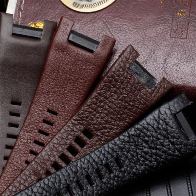 STRAP KULIT DIESEL 32MM CAKEP BAND TALI JAM TANGAN KALEP DZ 1216 1273 4246 LEATHER BLACK HITAM 32 MM