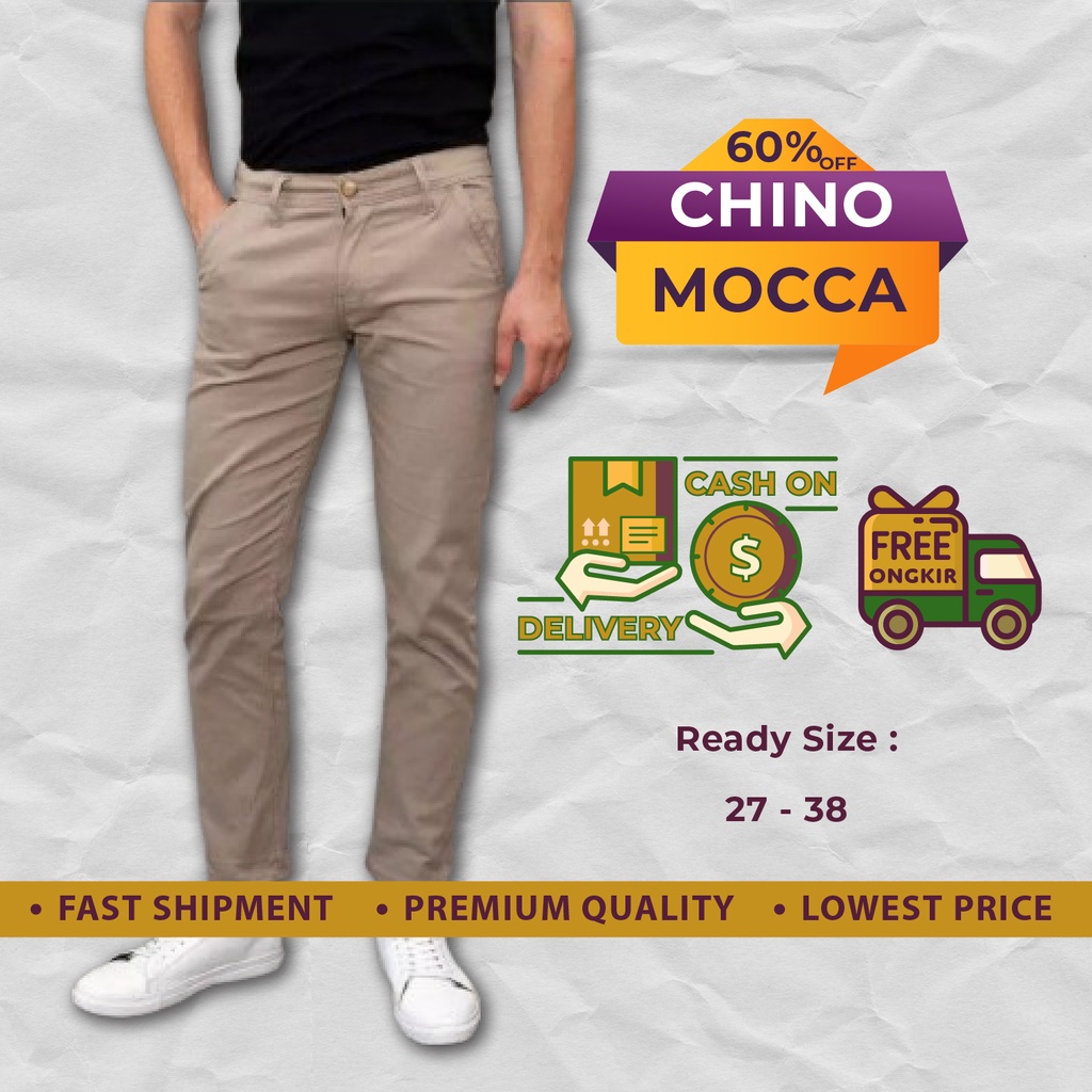 (COD) Celana panjang chino pria wanita mocca celana kerja santai kasual chinos cino levis 511 celana