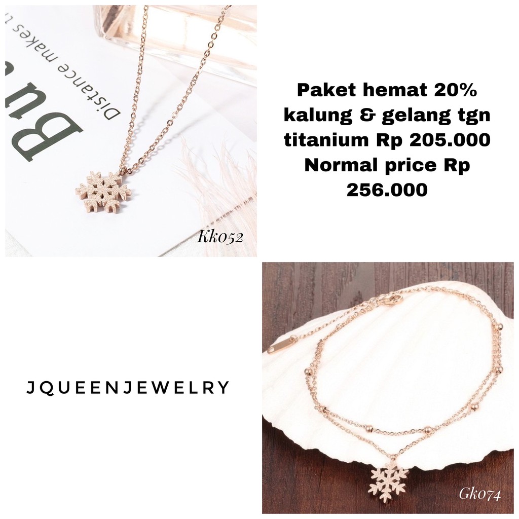 Paket hemat set kalung dan gelang snowflakes titanium anti karat import PH005