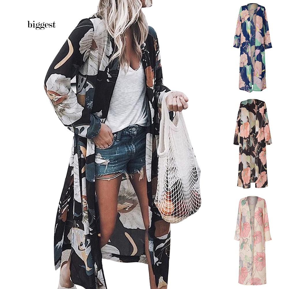  Big Cardigan  Kimono Boho Longgar Lengan Panjang  Motif  