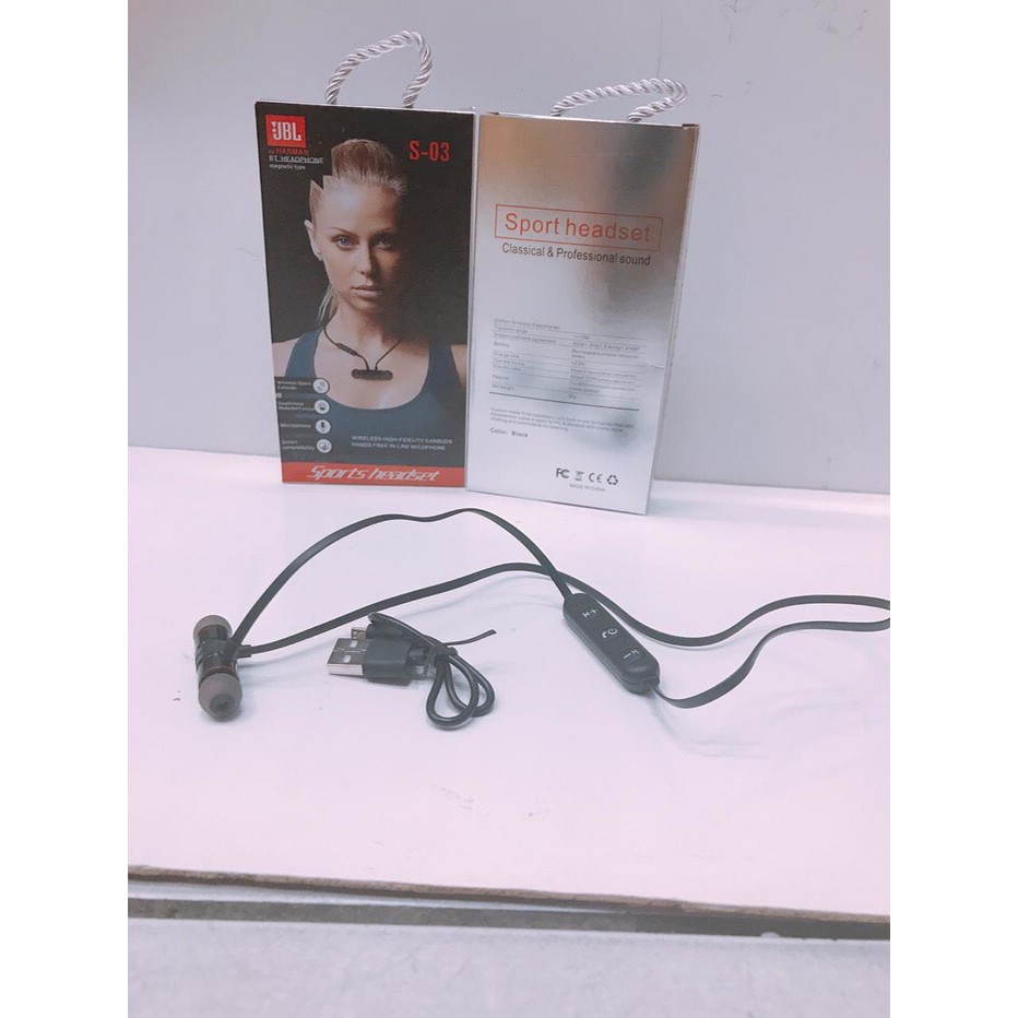 Headphone Bluetooth Wireless JBL S-03 Sport Magnet handsfree earphone