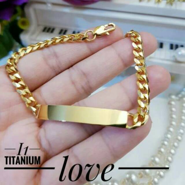 Gelang Titanium Rantai Plat Polos