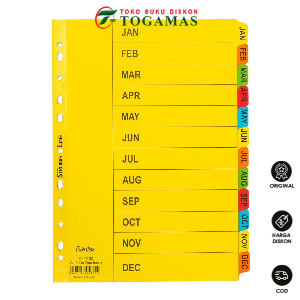 

Cardboard Divider dan Indexes A4 JanDec 12 pages - Bantex