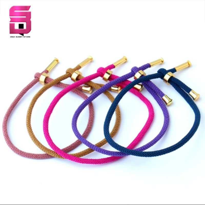 Gelang Wanita Tali Serut Pandora Bisa Dipasang Liontin Huruf Emas