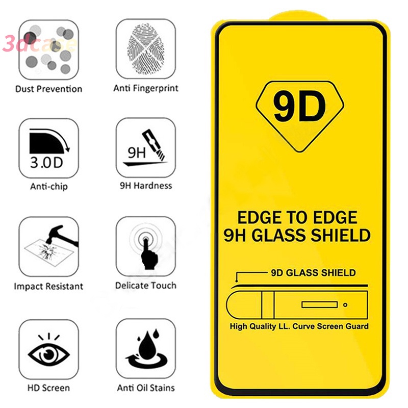 9H 9D Full Cover Screen Protector Tempered Glass untuk Realme C25 C21 C20 C15 C12 C11 2021 5 5S 5i 6i C17 7 7i C1 C2 C3 C3i C25S C20A 20 PRO Realme Narzo 20 10 10A 20A 30A OPPO A15 A15S A54 A7 A5S A3S A12 A9 A5 A53 2020 A1K A52 A72 A92 A93 A53S A11 A11K