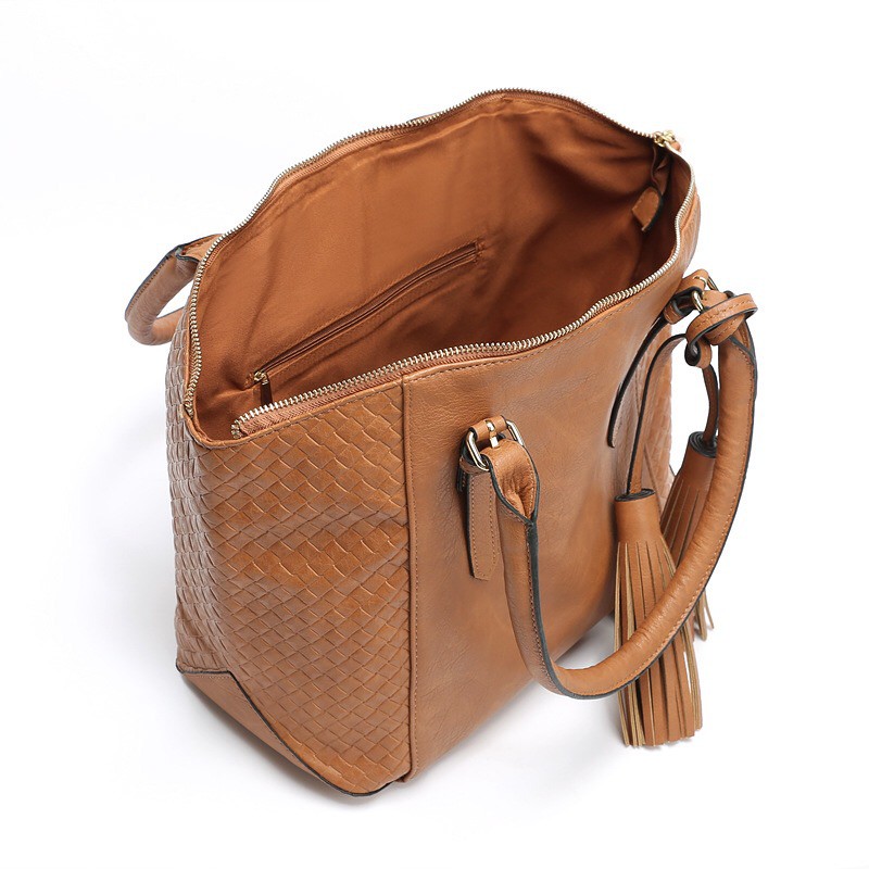 Rean Tassel Brown Office Shoulderbag - Woman Handbag- Tas Kerja wanita Coklat Ori - Tas Bahu Import