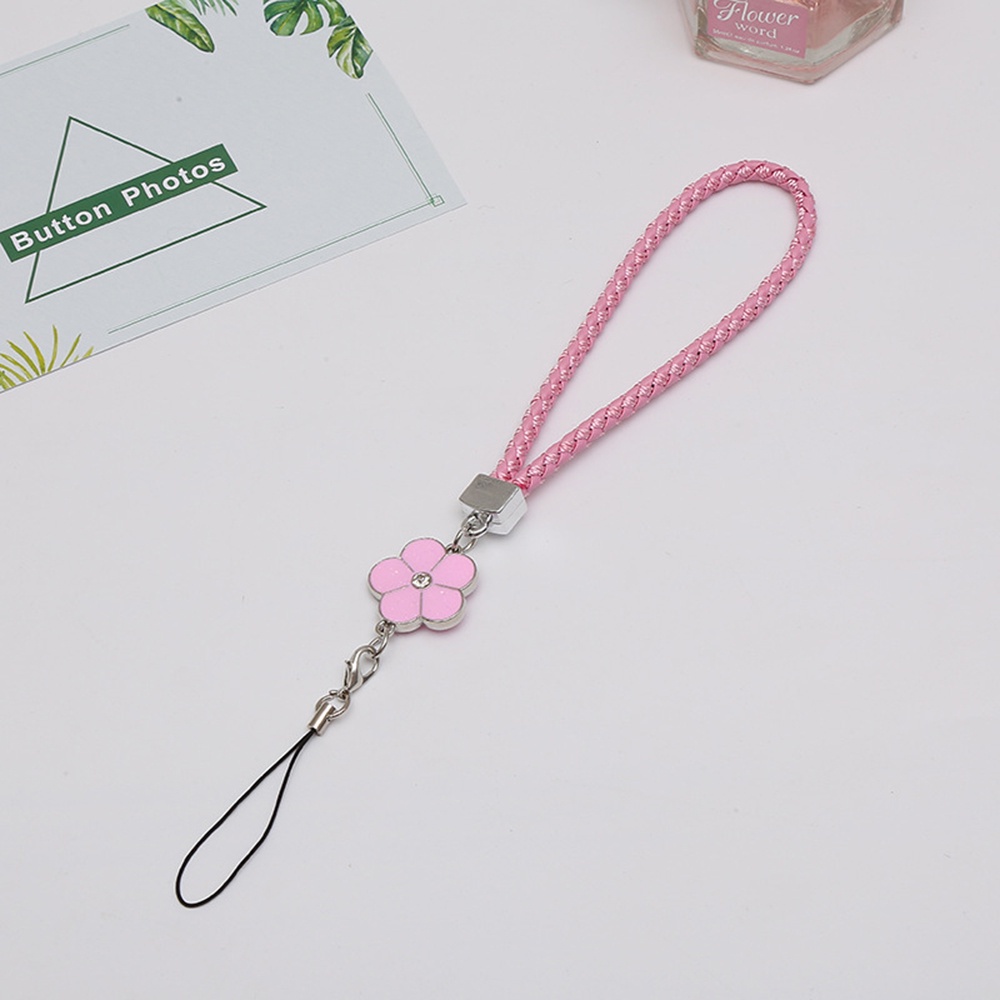 Quinton Tali Lanyard Handphone / Kunci Bahan Kulit Motif Bunga Warna-Warni