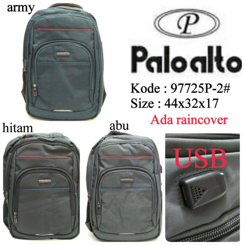 TAS RANSEL DEWASA PALOALTO ADA RAINCOVER ARMY HITAM ABU 97725P-2