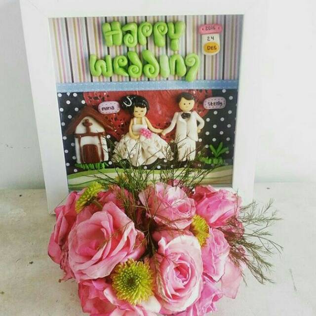 Clay frame wedding / kado uni clay / mahar / pernikaha / kado custom / clay