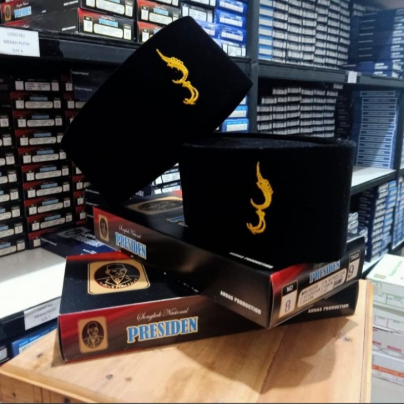 Peci hitam songkok logo bordir kujang