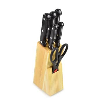 KRISCHEF KNIFE BLOCK BLACK SET 7 PCS/SET PISAU BLOK 7PCS - HITAM