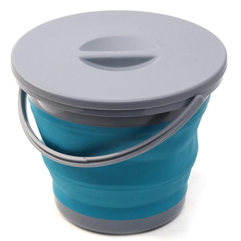 Grab Medan 5 Liter Baskom Ember Lipat Water Bucket Foldable Collapsible AsyPets ST364 - Blue KO