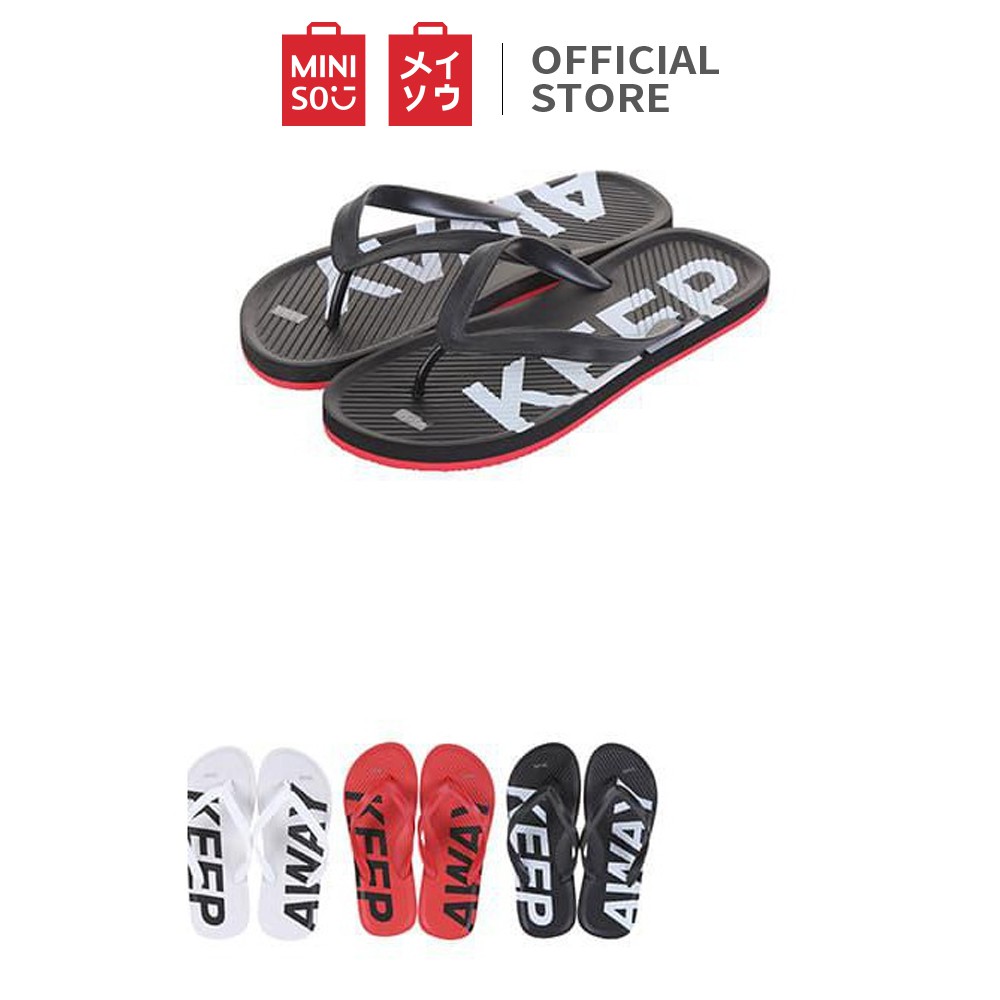  MINISO Sandal  Jepit Flip Flops Pria Letter Embossed Pantai 