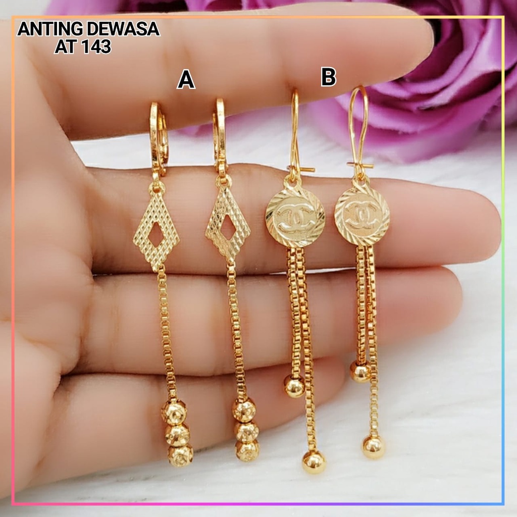 Anting Xuping Anting Dewasa jurai permata segitiga Lapis Emas Gold  AT 143