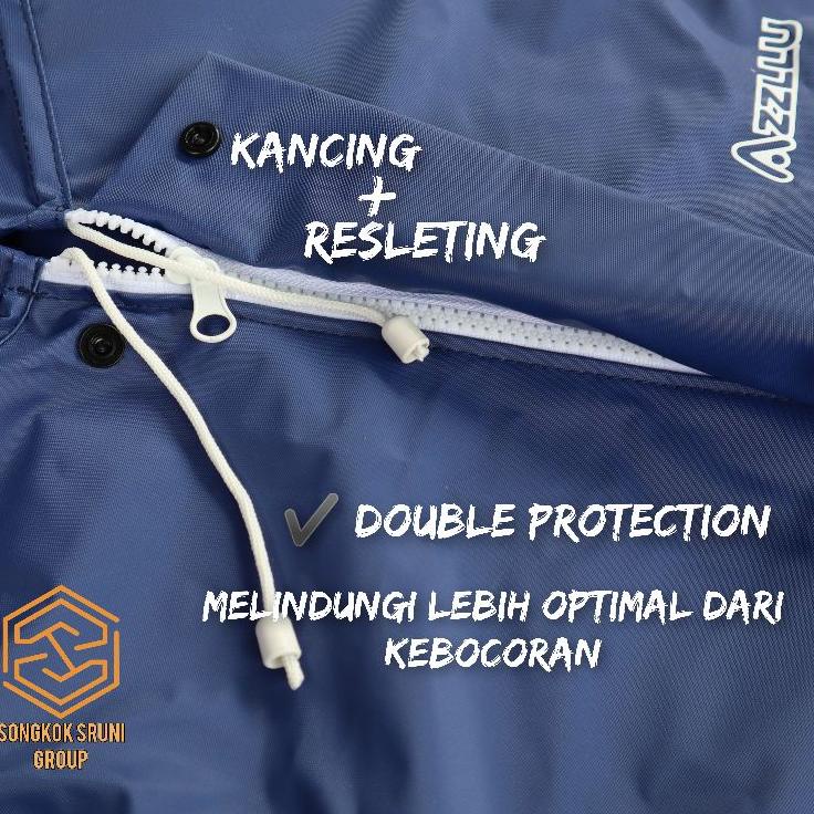 JAS HUJAN AZZLLU ORIGINAL MANTEL HUJAN RAINCOAT TEBAL ANTI REMBES WARNA BIRU MERAH HIJAU ARMY BUKAN 