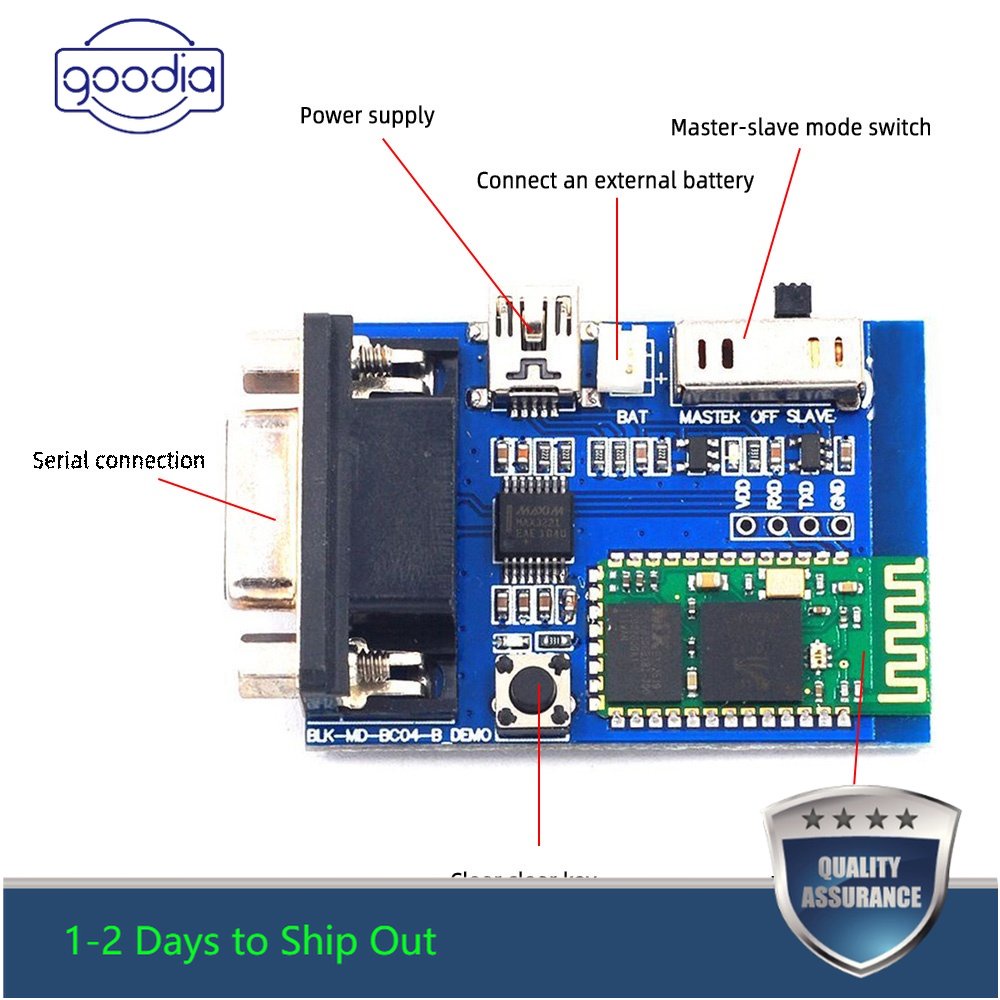 Rs232 Adapter Bluetooth 5V Male / Female Untuk Komunikasi