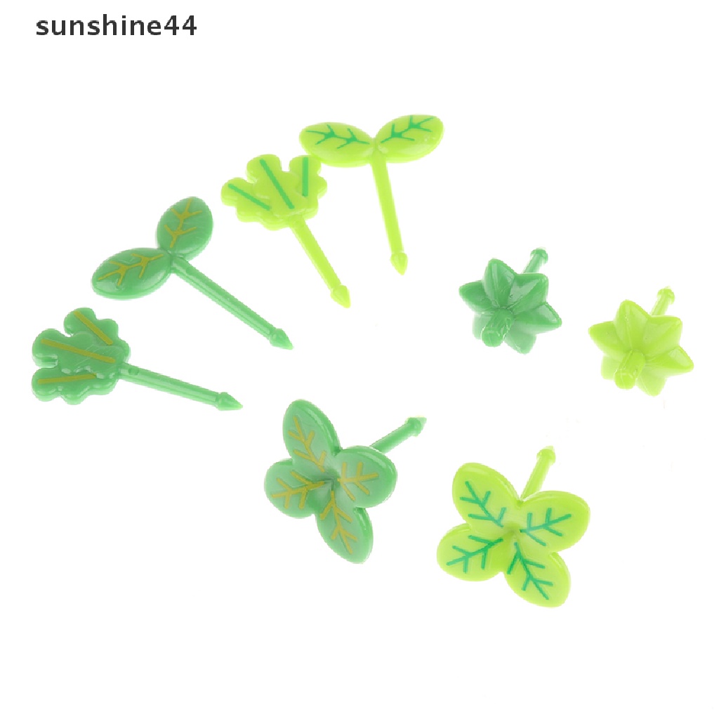 Sunshine 8pcs Pick Buah / Kue / Salad Mini Bentuk Vork Tandenstoker Bladeren