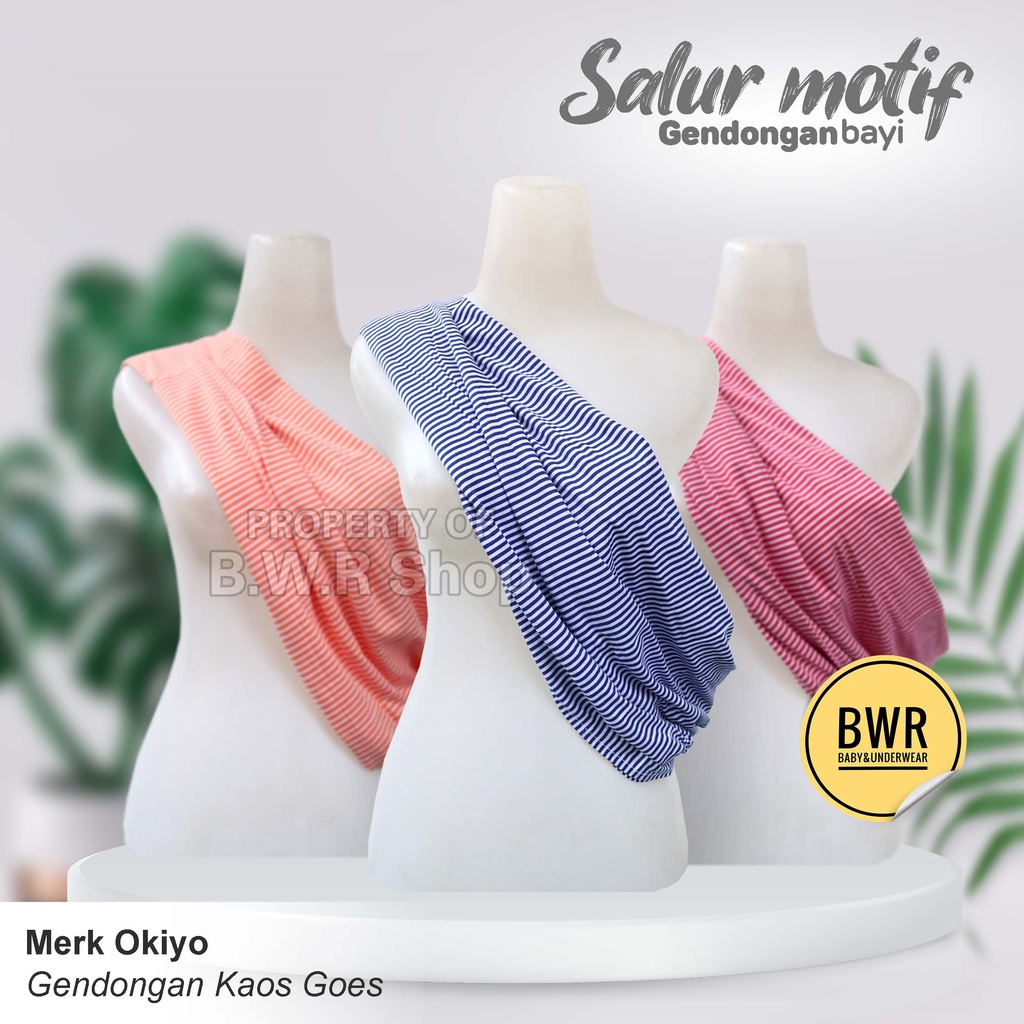 Gendongan Kaos OKIYO Motif Salur ( Geos ) Kain Gendong Bayi Instan Kaos SALUR / Cukin instan