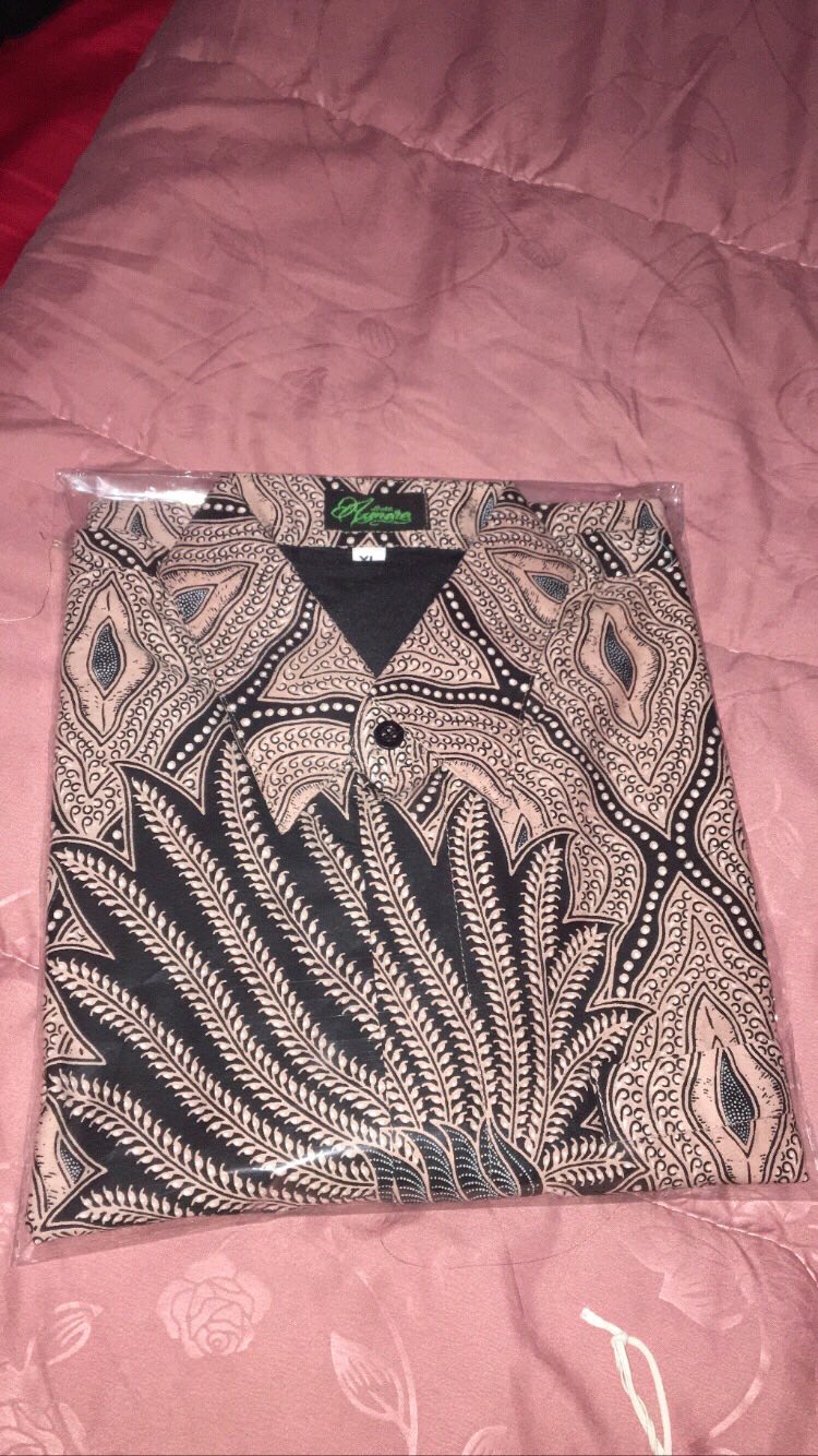 Batik Pria Pari Mocca Size M - Xxl Batik Solo Halus Asli Katun Sragenan Full Furing