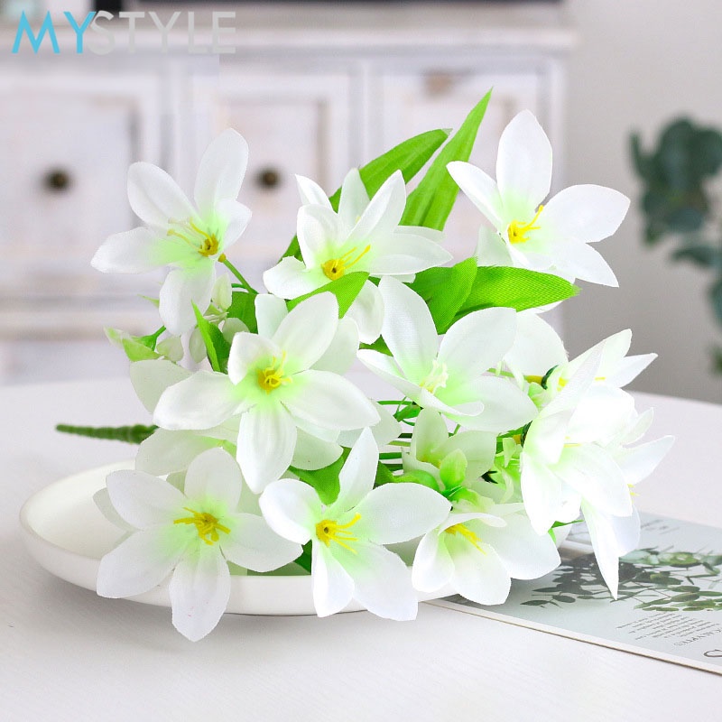MYSTYLE BUNGA PLASTIK LILY XC6 BUNGA HIAS PLASTIC ARTIFICIAL BUNGA ARTIFISIAL MURAH-PUTIH