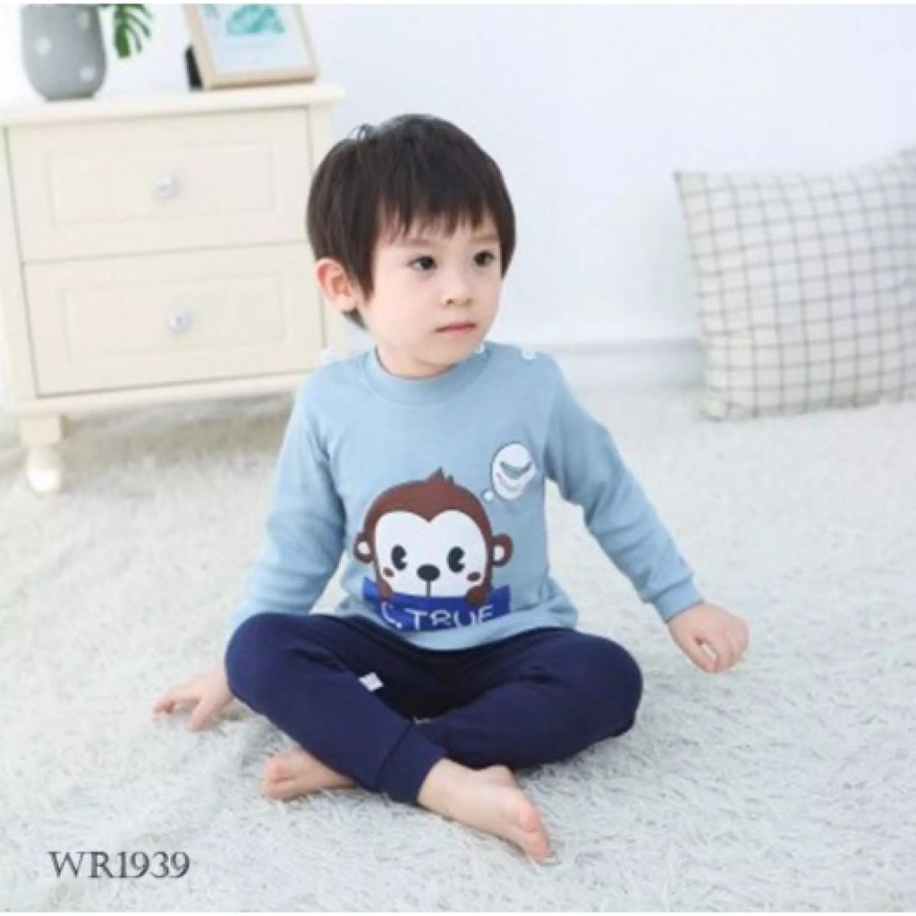 Cherry COD Baju Tidur Anak Import Lengan Panjang / Piyama Anak / Baju Tidur Bayi / Baju Anak Perempuan dan laki Laki PY37