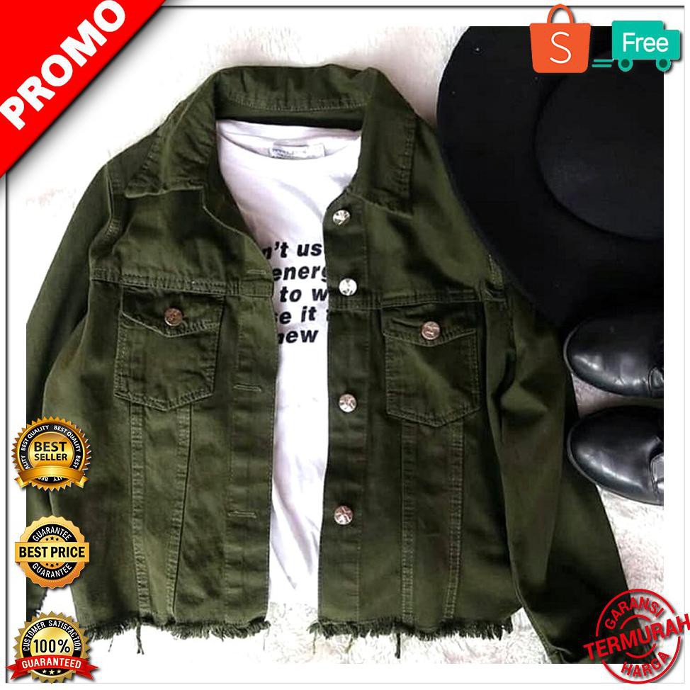 TERLARIS Jaket Jeans Fringe Army Jaket Jeans Cewek Terbaru BEST SELLER