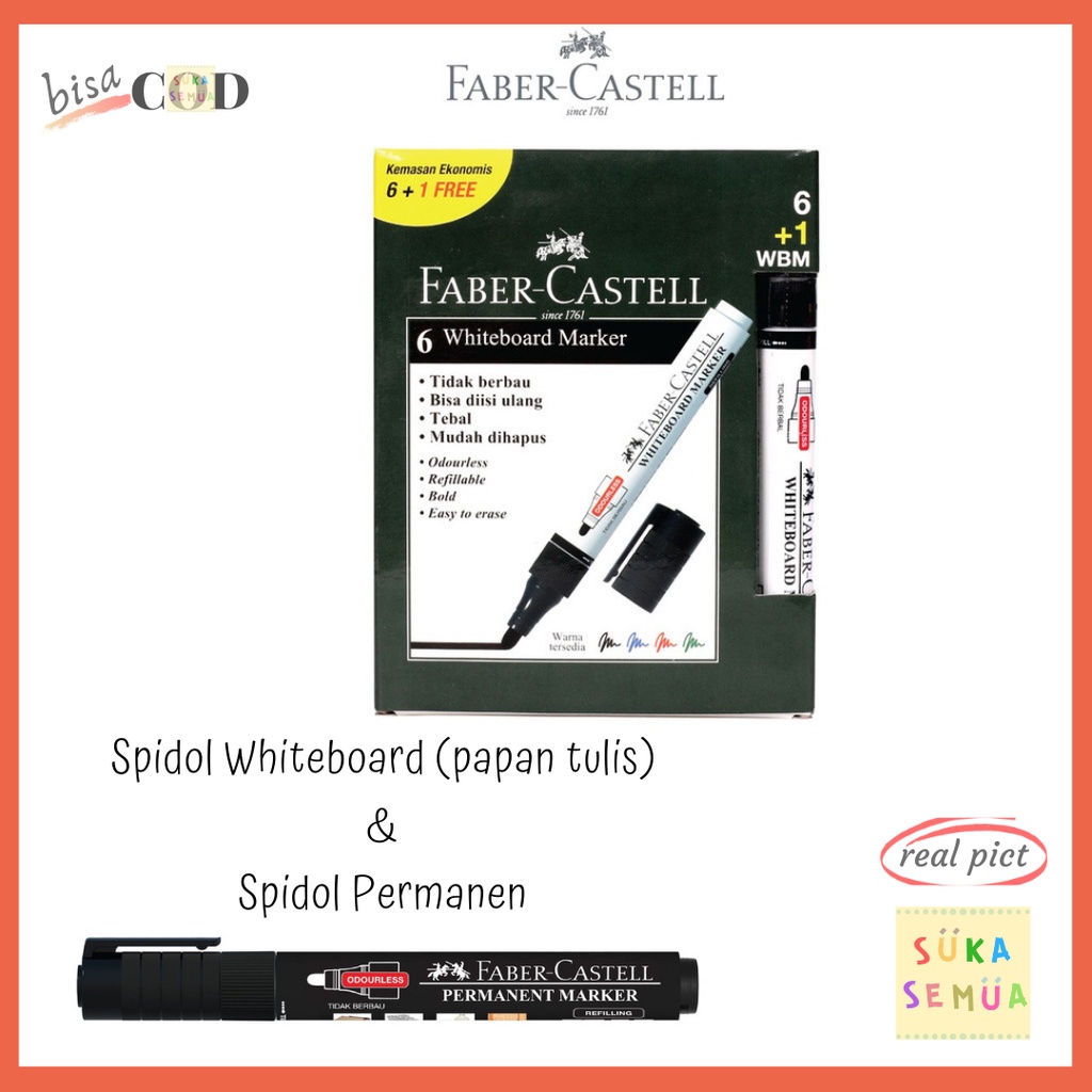 

Spidol Whiteboard & Permanent Faber Castell / Boardmarker Papan Tulis Eco Marker Permanen Hitam ORI