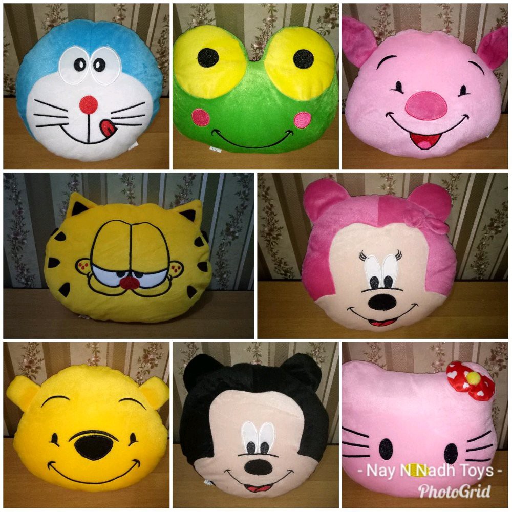 Bantal Boneka Kepala Karakter Hello Kitty Mickey Minnie Keroppi Garfield Doraemon Pooh Piglet