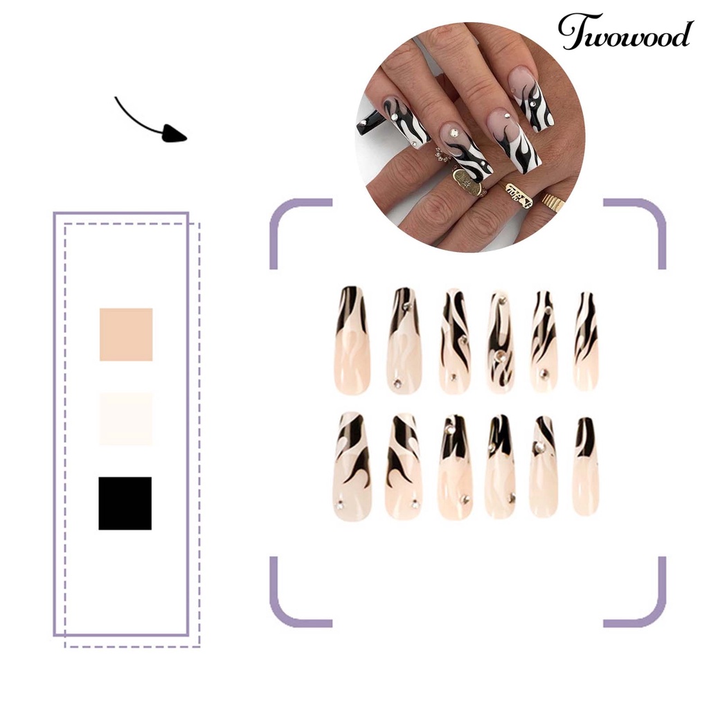 Twowood 24Pcs / Kotak Kuku Palsu Pendek Ringan Seamless 18g Untuk Manicure