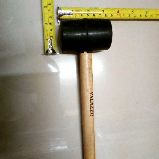 Palu Karet 200 gr (8 OZ)/Palu karet gagang kayu rubber hammer palu untuk keramik/PALU KARET BESAR HITAM TUKANG KACA KERAMIK ELASTIS/PALU LANTAI