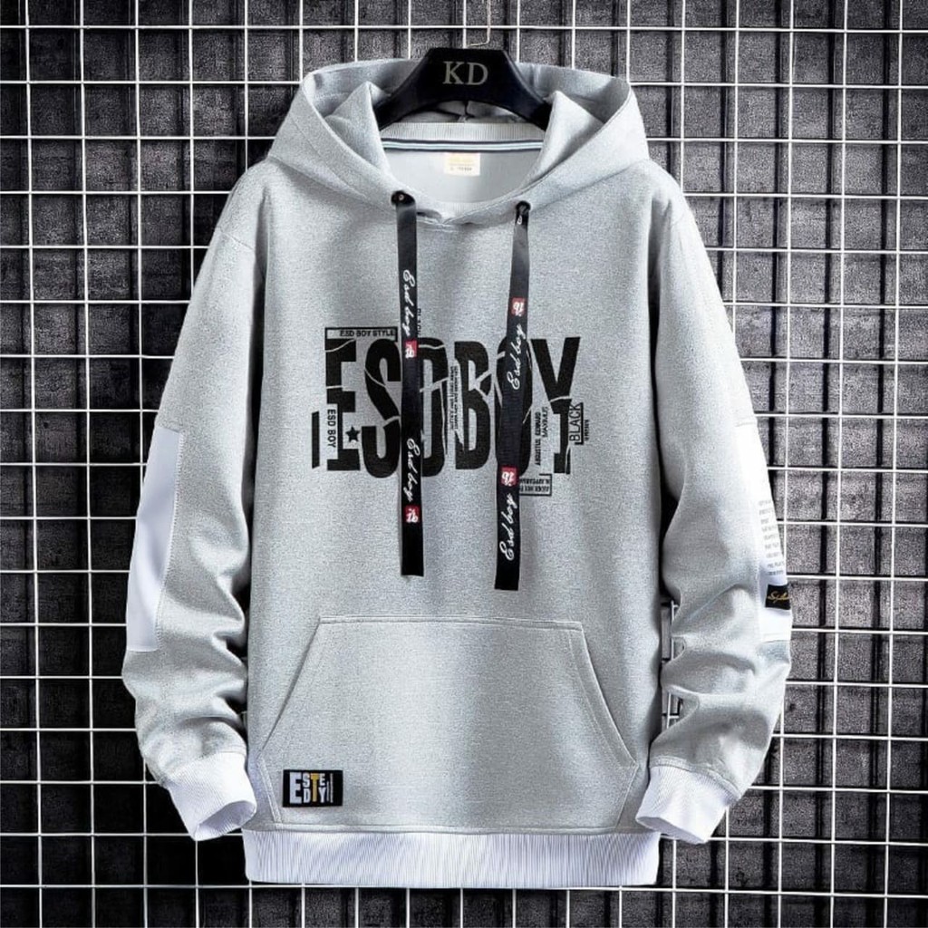 ESEBOY -Sweater Hoodie korea Remaja Tanggung Dewasa | Jaket hodie Cowok Cewek Kekinian | sweter Hodi-abu