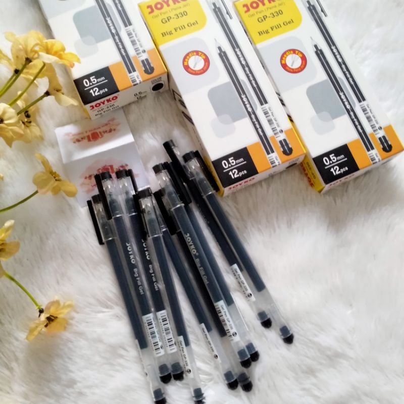 

pen gel joyko GP-330 big fill gel hitam 1 lusin pen gel murah