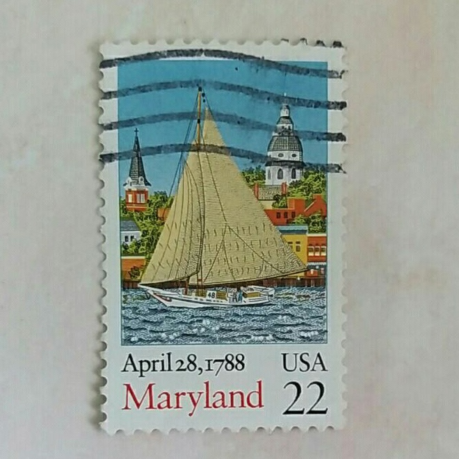 

(AD) Perangko Amerika Serikat 1988 Ratification of the Constitution Bicentennial - Maryland Ratification Date 22c Used