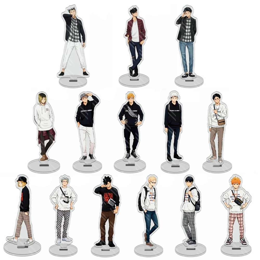 LANFY Cute Japan Anime Haikyuu Model Toy Hinata Shoyo Haikyuu Figures Standing Desk Decor Desktop Decorate Yu Nishinoya Action Figure Standing Plate Acrylic Tobio Kageyama