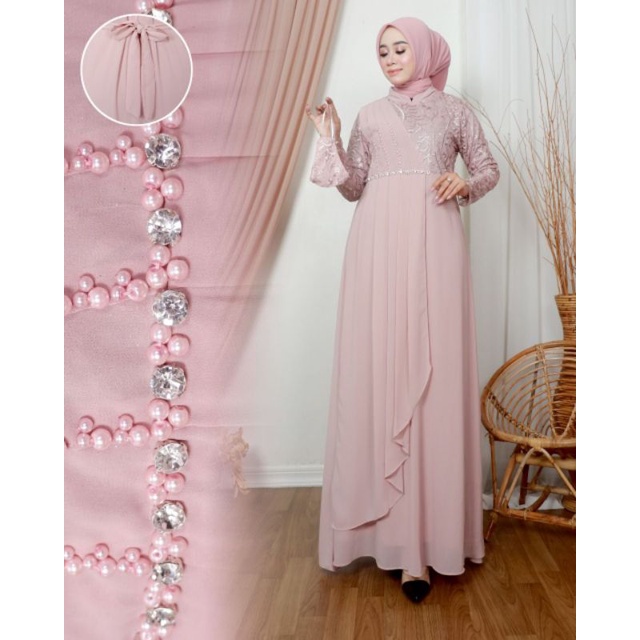 Permata Olshop / Kebaya Gamis Amira NK / Gamis Modern / Gamis Kebaya Pesta / Gamis Kondangan / Gamis Pesta Mewah / Kebaya Modern