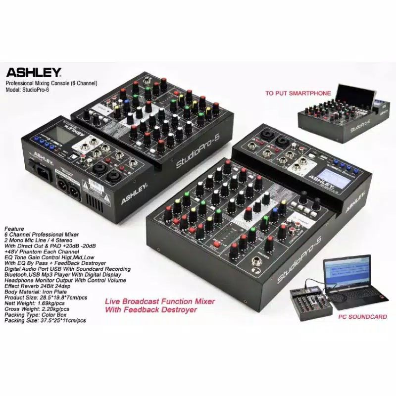 mixer audio ashley studiopro 6 original garansi ashley
