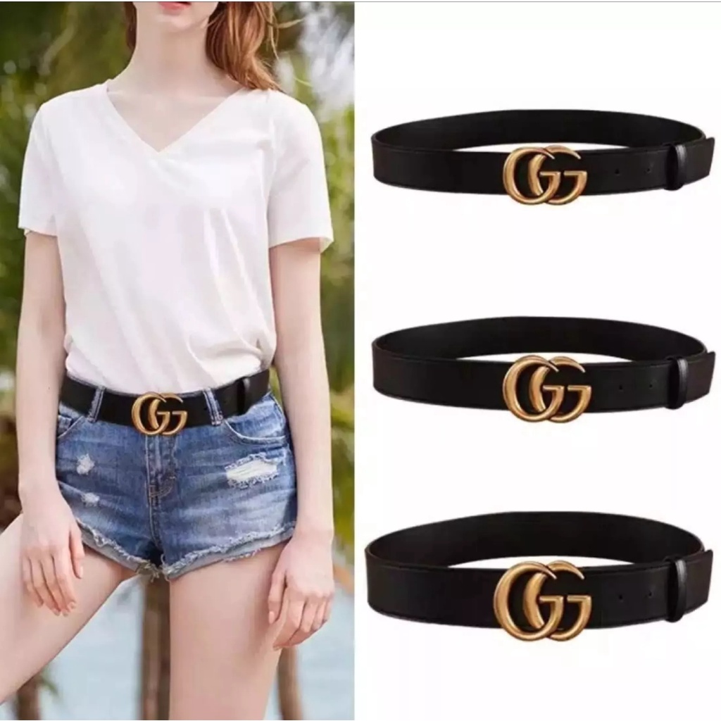 [BISA COD] Tali Pinggang Double CG Belt Wanita Belt Fashion Sabuk Kulit Buatan Polyurethane Import Ikat Pinggang Murah