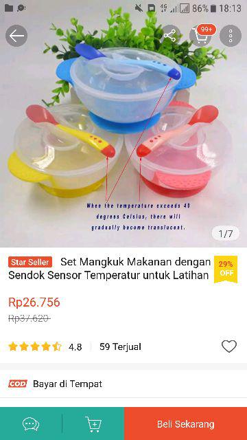 Set Mangkuk Makanan Dengan Sendok Sensor Temperatur Untuk Latihan Makan