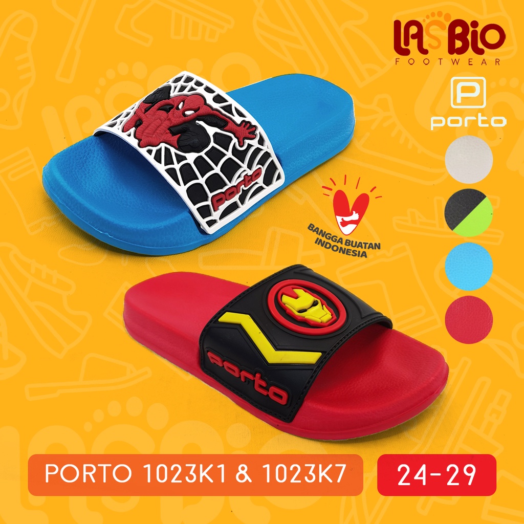 Sandal Selop Kokop Karet Anak Kartun Spiderman Ironman  Marvel DC Porto-1023K-1