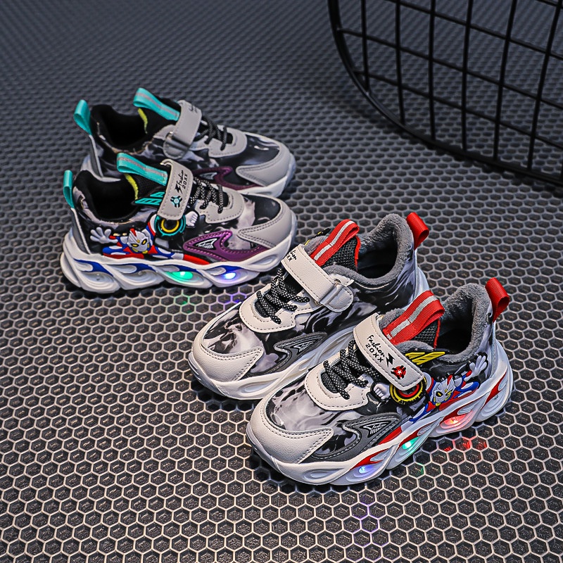 Sepatu Sneakers LED Anak Laki-laki Import Motif ULTRAMAN Tsh / Sepatu Anak Sport Karakter Ultraman